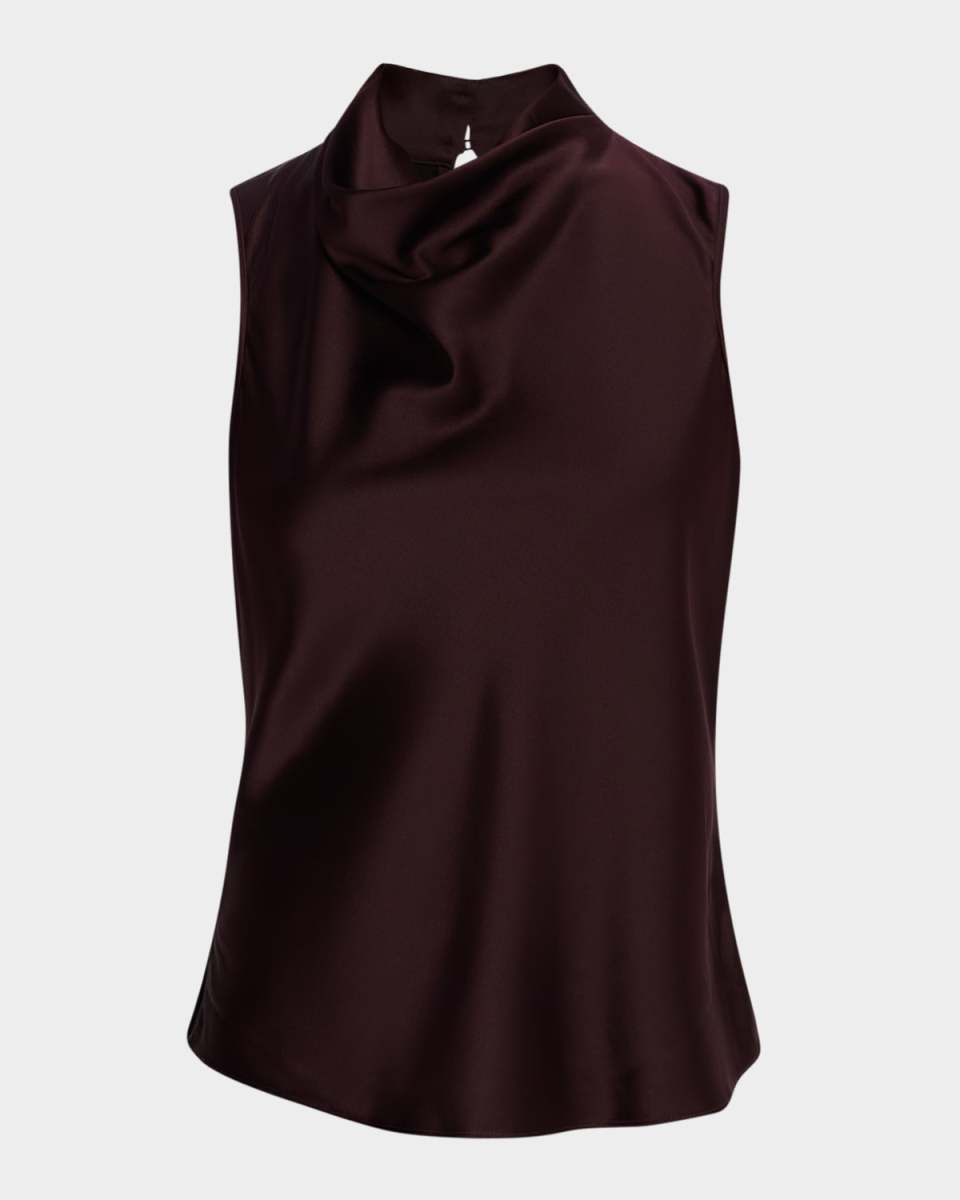 Tam Silk Cowl-Neck Top